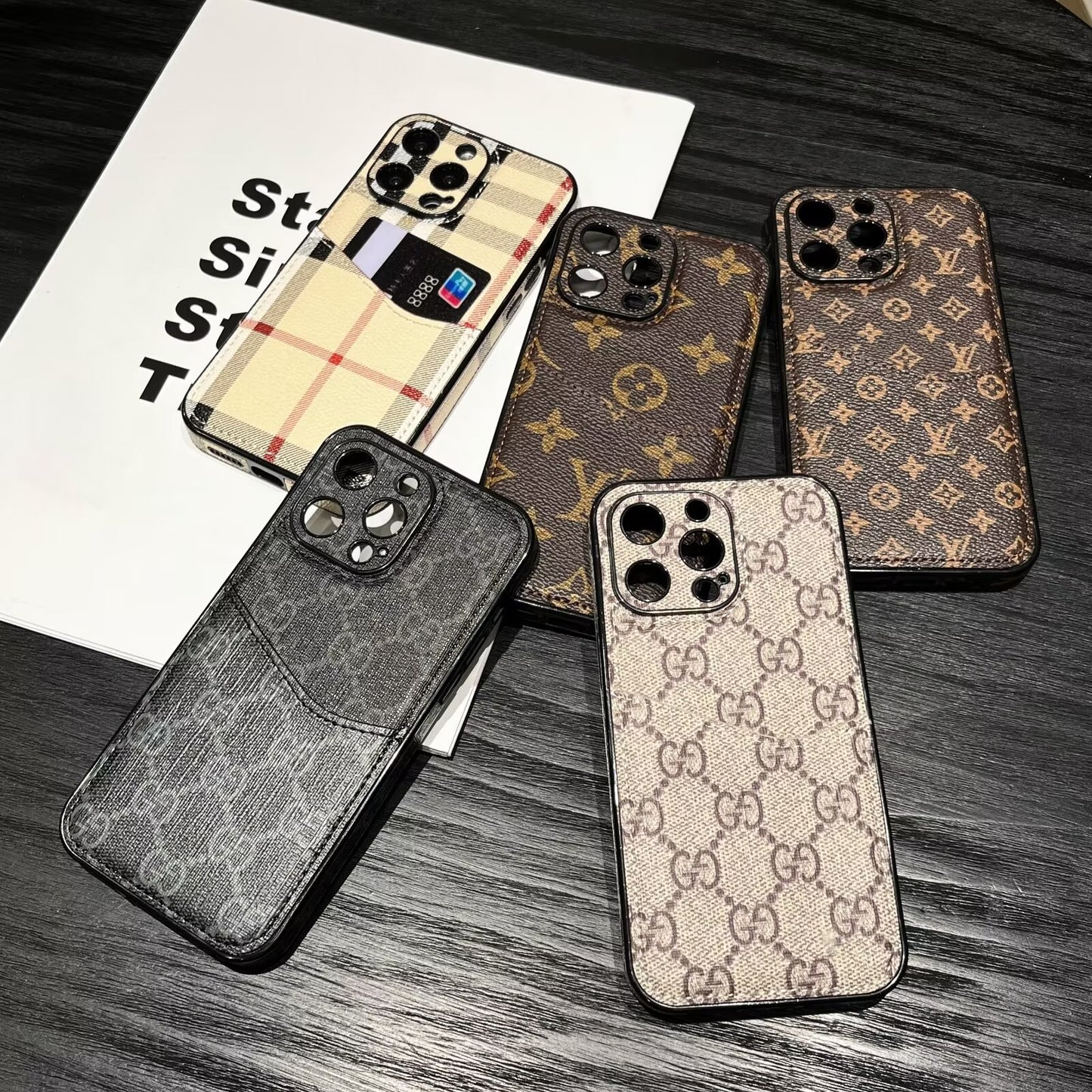 奢華Gucci Ophidia GG皮革LV背卡Burberry蘋果iPhone手機殼