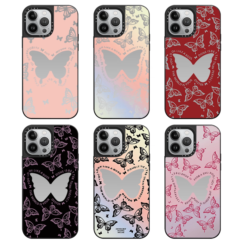 CASEGIRL聯名宋茜同款幻彩蝴蝶適用於蘋果手機殼11-14iPhone15ProMax新款網紅防摔14plus磁吸XR鏡面11女款XS