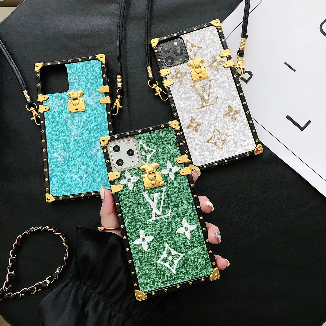 迷人的LV帆布皮革蘋果iPhone Crossbody手機殼三星Galaxy時尚封面