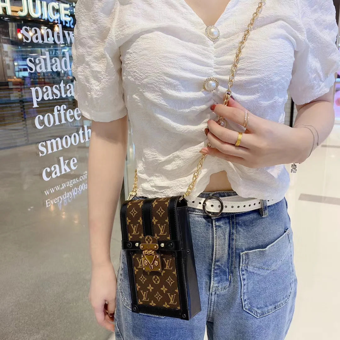 LV Petite Malle手提包單字母帆布和皮革斜挎包