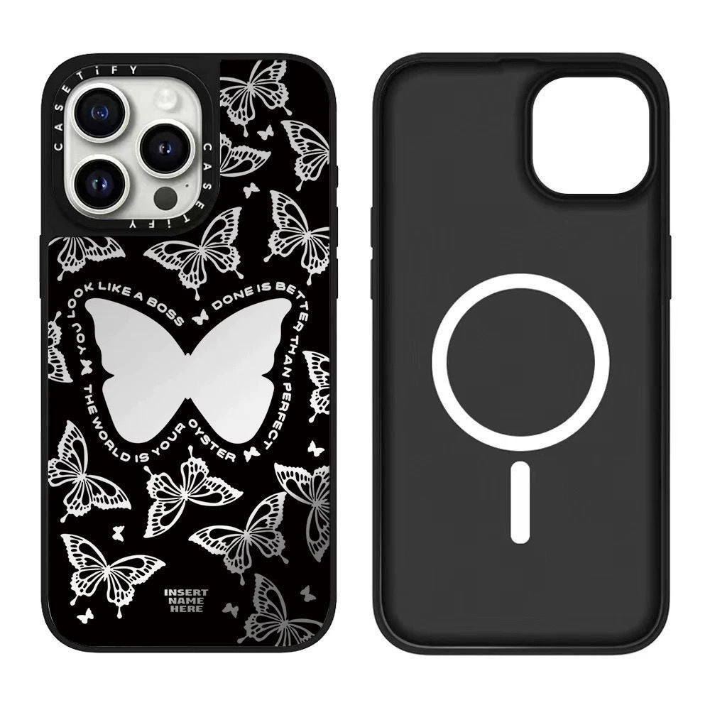 CASEGIRL聯名宋茜同款幻彩蝴蝶適用於蘋果手機殼iPhone14-16ProMax新款網紅防摔磁吸XR鏡面11女款XS