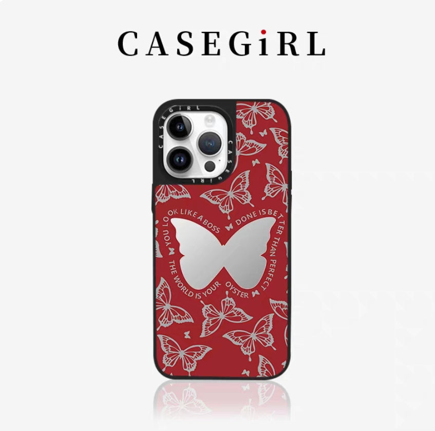 CASEGIRL聯名宋茜同款幻彩蝴蝶適用於蘋果手機殼iPhone14-16ProMax新款網紅防摔磁吸XR鏡面11女款XS