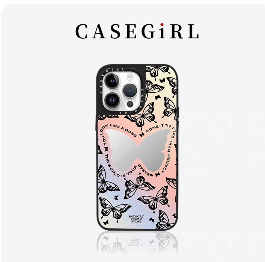 CASEGIRL聯名宋茜同款幻彩蝴蝶適用於蘋果手機殼iPhone14-16ProMax新款網紅防摔磁吸XR鏡面11女款XS