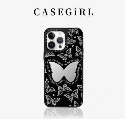CASEGIRL聯名宋茜同款幻彩蝴蝶適用於蘋果手機殼iPhone14-16ProMax新款網紅防摔磁吸XR鏡面11女款XS