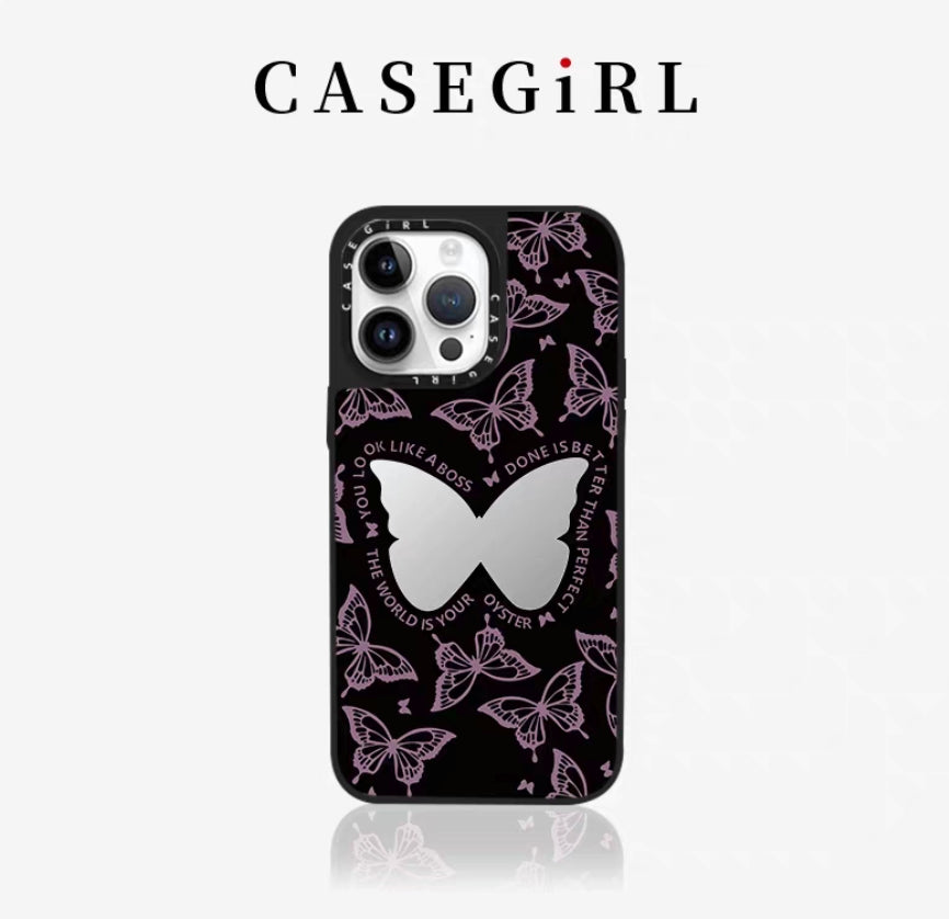 CASEGIRL聯名宋茜同款幻彩蝴蝶適用於蘋果手機殼iPhone14-16ProMax新款網紅防摔磁吸XR鏡面11女款XS