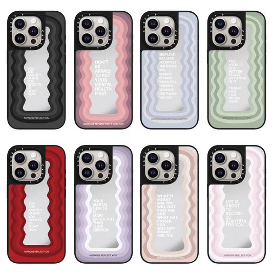 蘋果CASETi聯名勵志標語赵露思同款磁吸鏡面手機殼適用於iPhone13-16ProMax波浪14ProMaxs聯名個性12防摔保護套13硬殼15Pro