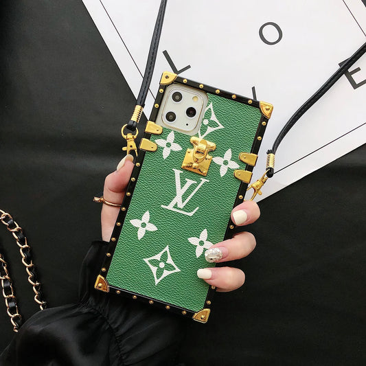 迷人的LV帆布皮革蘋果iPhone Crossbody手機殼三星Galaxy時尚封面