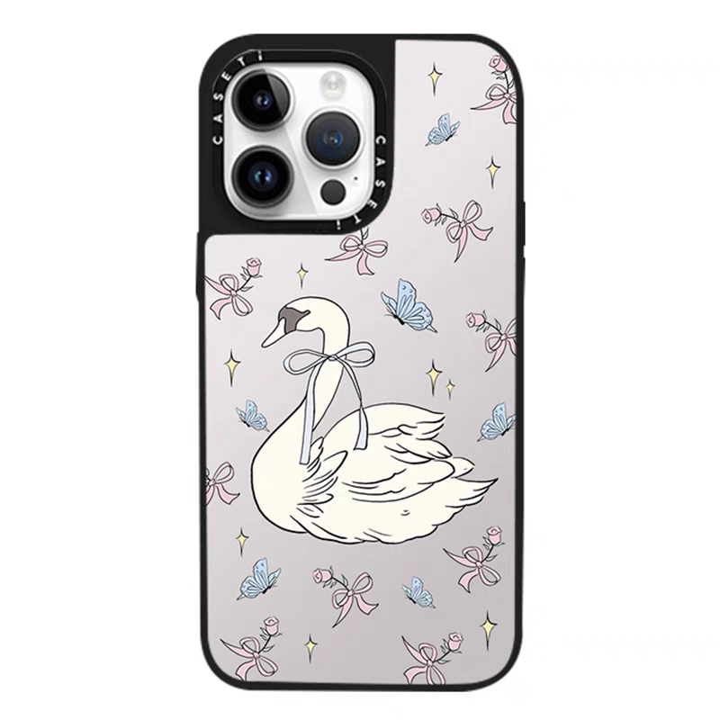 caseti兔子iPhone13—16蘋果手機殼韓系蝴蝶結絲帶猫咪鏡面亞克力透明矽膠防摔套磁吸女款