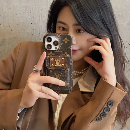 LuIconic LV Monogram帆布背卡座經典Gucci Ophidia GG皮革蘋果iPhone三星手機殼