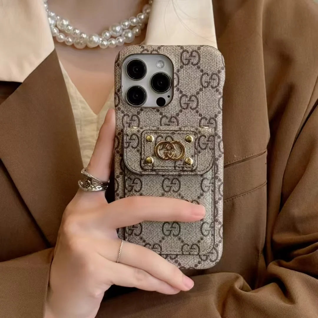 LuIconic LV Monogram帆布背卡座經典Gucci Ophidia GG皮革蘋果iPhone三星手機殼