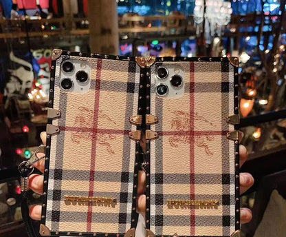 經典巴寶莉#burberry簽名帆布皮革蘋果iPhone手機殼三星Galaxy Crossbody