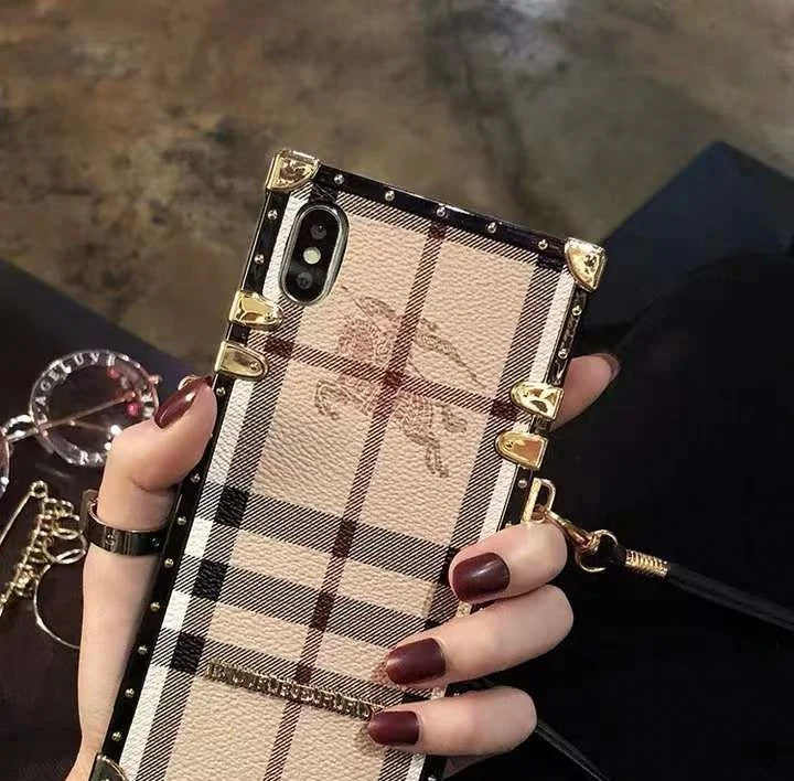 經典巴寶莉#burberry簽名帆布皮革蘋果iPhone手機殼三星Galaxy Crossbody