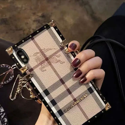 經典巴寶莉#burberry簽名帆布皮革蘋果iPhone手機殼三星Galaxy Crossbody