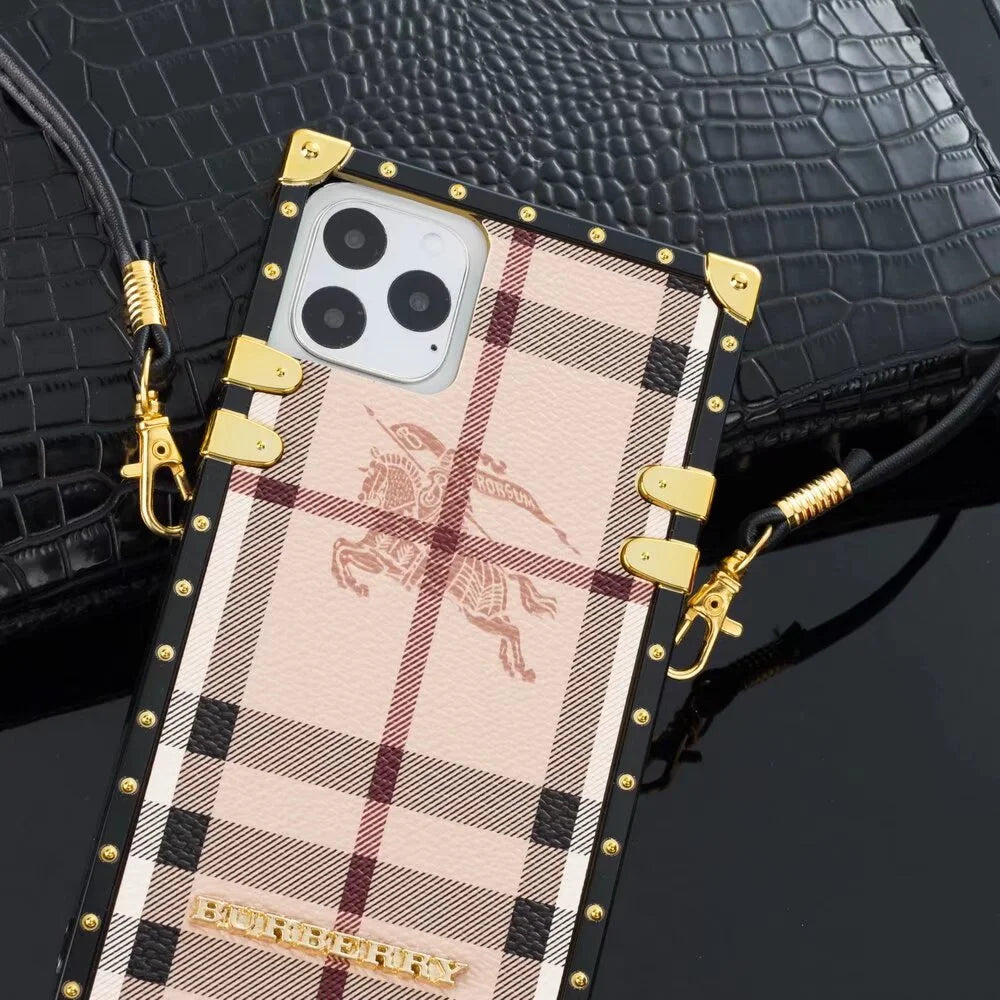 經典巴寶莉#burberry簽名帆布皮革蘋果iPhone手機殼三星Galaxy Crossbody