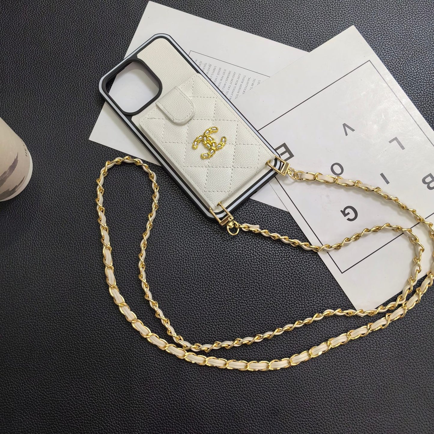 香奈儿绣花卡包（编织纹标）挂绳 双色边壳（7P-17pm，无13mini）